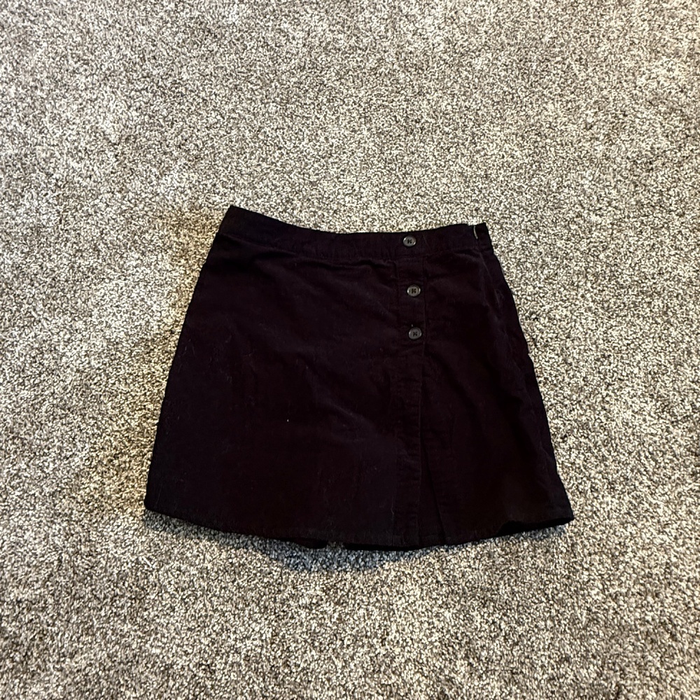 Evsie girls size large 10/12 solid black side zip velour dress skort short skirt